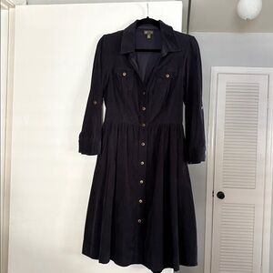 Fei by Anthropologie Navy Corduroy Shirt Dress
